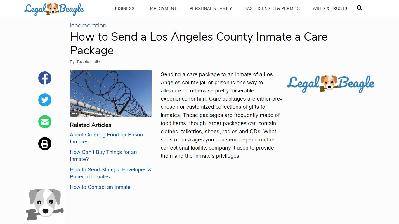 How to Send a Los Angeles County Inmate a Care Package